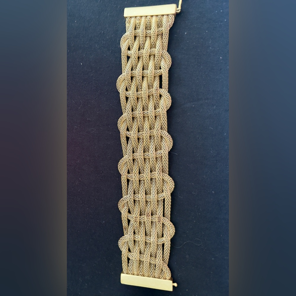 Gold Mesh Wide Bracelet - Women Jewelry